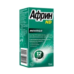 Африн ND ментол спрей за нос при синузит, хрема и запушен нос х 15 ml, Bayer
