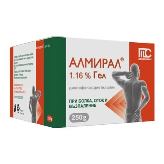 Алмирал Гел при болка, оток и възпаление 1,16% 250 гр.