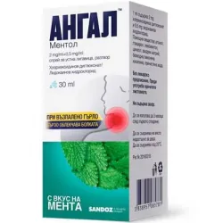 Ангал Ментол, Angal Menthol 2мг/мл + 0,5мг/мл спрей за устна лигавица 30 мл