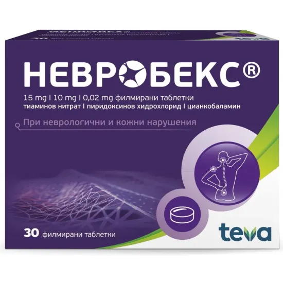 Невробекс, 30 филмирани таблетки, Teva Невробекс, 30 филмирани таблетки, Teva