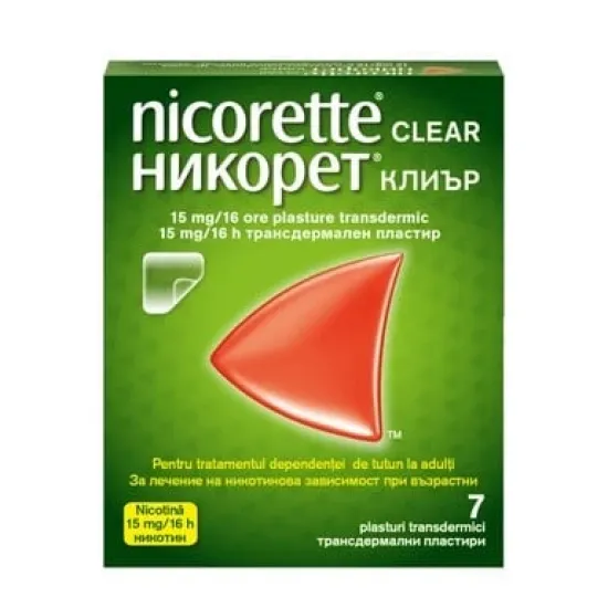 Никорет Клиър, Nicorette Clear 15мг/16часа трансдермален пластир