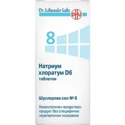 ШУСЛЕРОВА СОЛ N 8 НАТРИУМ ХЛОРАТУМ D6 ТАБЛ. Х 80 ШУСЛЕРОВА СОЛ N 8 НАТРИУМ ХЛОРАТУМ D6 ТАБЛ. Х 80