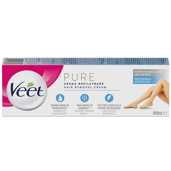 Veet Pure депилиращ крем за тяло за чувствителна кожа 100 мл